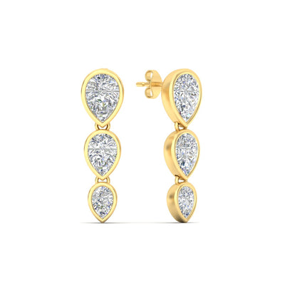 Pear Graduation Bezel Set Drop Earrings