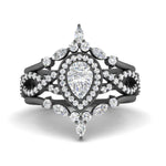 Load image into Gallery viewer, Twisted Pear Halo Bridal Ring Set
