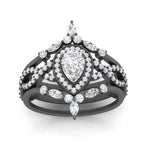 Load image into Gallery viewer, Twisted Pear Halo Bridal Ring Set
