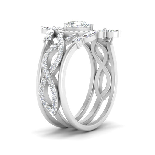 Twisted Pear Halo Wedding Ring Set
