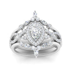 Load image into Gallery viewer, Twisted Pear Halo Bridal Ring Set

