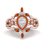 Load image into Gallery viewer, Twisted Pear Halo Bridal Ring Set
