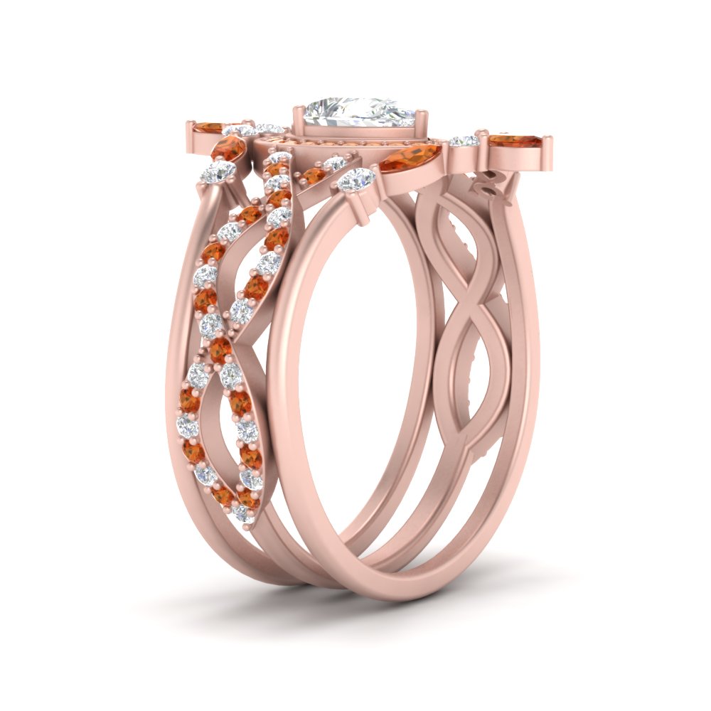 Twisted Pear Halo Bridal Ring Set