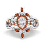 Load image into Gallery viewer, Twisted Pear Halo Bridal Ring Set
