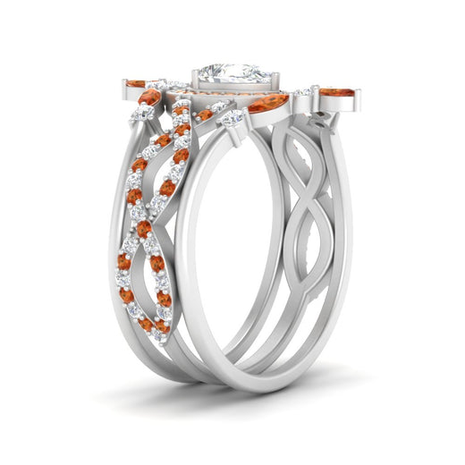 Twisted Pear Halo Bridal Ring Set