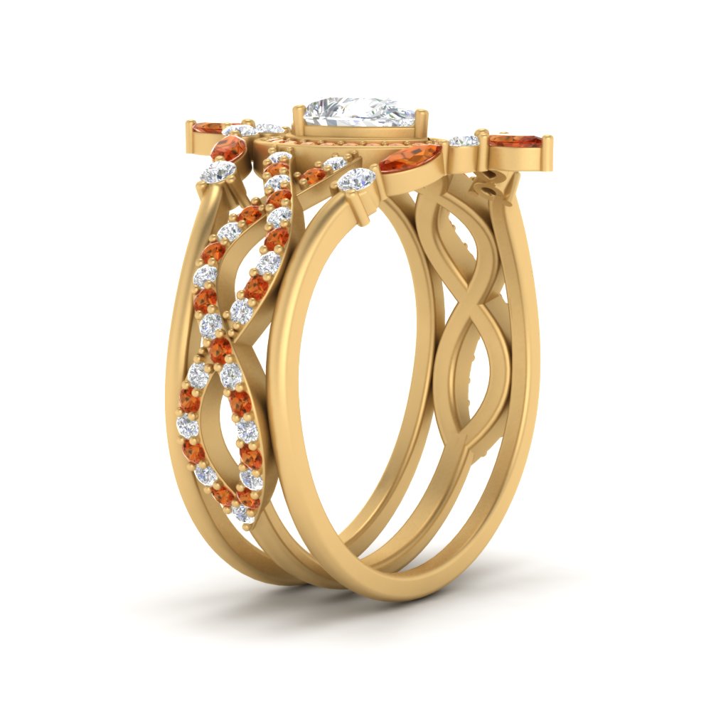 Twisted Pear Halo Bridal Ring Set