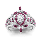 Load image into Gallery viewer, Twisted Pear Halo Bridal Ring Set
