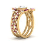 Load image into Gallery viewer, Twisted Pear Halo Bridal Ring Set
