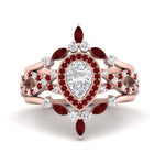 Load image into Gallery viewer, Twisted Pear Halo Bridal Ring Set
