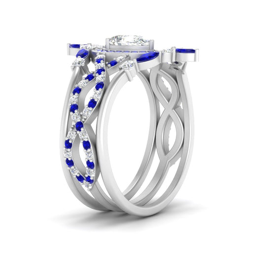 Twisted Pear Halo Wedding Ring Set