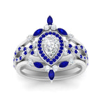 Load image into Gallery viewer, Twisted Pear Halo Bridal Ring Set
