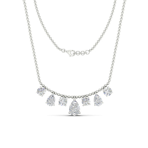 Pear And Round Diamond Drop Necklace