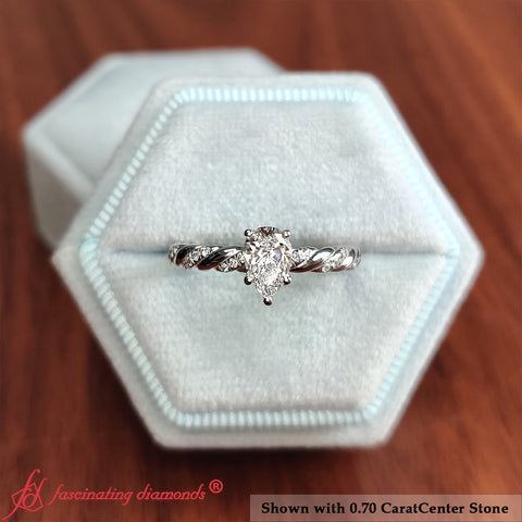 Vine Pear Shape Lab Grown Diamond Twisted Engagement Ring