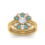 Load image into Gallery viewer, pear-shape-solitaire-stacked-diamond-rings-with-blue-topaz-in-FD9724ROGICBLTOANGLE3-NL-YG
