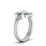 Load image into Gallery viewer, pear-shape-solitaire-stacked-diamond-rings-with-emerald-in-FD9724ROGEMGRANGLE3-NL-WG
