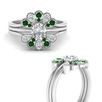 Load image into Gallery viewer, pear-shape-solitaire-stacked-diamond-rings-with-emerald-in-FD9724ROGEMGRANGLE3-NL-WG
