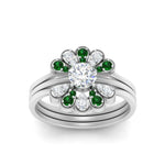 Load image into Gallery viewer, pear-shape-solitaire-stacked-diamond-rings-with-emerald-in-FD9724ROGEMGRANGLE3-NL-WG
