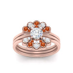 Load image into Gallery viewer, pear-shape-solitaire-stacked-diamond-rings-with-orange-sapphire-in-FD9724ROGSAORANGLE3-NL-RG
