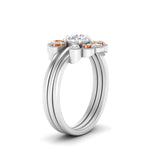 Load image into Gallery viewer, pear-shape-solitaire-stacked-diamond-rings-with-orange-sapphire-in-FD9724ROGSAORANGLE3-NL-WG
