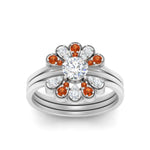Load image into Gallery viewer, pear-shape-solitaire-stacked-diamond-rings-with-orange-sapphire-in-FD9724ROGSAORANGLE3-NL-WG
