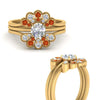 Load image into Gallery viewer, pear-shape-solitaire-stacked-diamond-rings-with-orange-sapphire-in-FD9724ROGSAORANGLE3-NL-YG