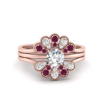 Load image into Gallery viewer, pear-shape-solitaire-stacked-diamond-rings-with-pink-sapphire-in-FD9724ROGSADRPIANGLE3-NL-RG
