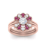 Load image into Gallery viewer, pear-shape-solitaire-stacked-diamond-rings-with-pink-sapphire-in-FD9724ROGSADRPIANGLE3-NL-RG
