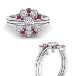 Load image into Gallery viewer, pear-shape-solitaire-stacked-diamond-rings-with-pink-sapphire-in-FD9724ROGSADRPIANGLE3-NL-WG
