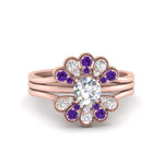 Load image into Gallery viewer, pear-shape-solitaire-stacked-diamond-rings-with-purple-topaz-in-FD9724ROGVITOANGLE3-NL-RG
