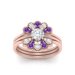 Load image into Gallery viewer, pear-shape-solitaire-stacked-diamond-rings-with-purple-topaz-in-FD9724ROGVITOANGLE3-NL-RG
