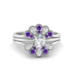 Load image into Gallery viewer, pear-shape-solitaire-stacked-diamond-rings-with-purple-topaz-in-FD9724ROGVITOANGLE3-NL-WG
