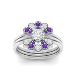 Load image into Gallery viewer, pear-shape-solitaire-stacked-diamond-rings-with-purple-topaz-in-FD9724ROGVITOANGLE3-NL-WG
