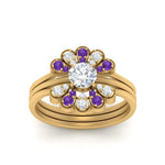 Load image into Gallery viewer, pear-shape-solitaire-stacked-diamond-rings-with-purple-topaz-in-FD9724ROGVITOANGLE3-NL-YG
