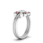 Load image into Gallery viewer, pear-shape-solitaire-stacked-diamond-rings-with-ruby-in-FD9724ROGRUDRANGLE3-NL-WG
