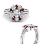 Load image into Gallery viewer, pear-shape-solitaire-stacked-diamond-rings-with-ruby-in-FD9724ROGRUDRANGLE3-NL-WG
