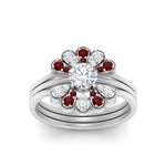 Load image into Gallery viewer, pear-shape-solitaire-stacked-diamond-rings-with-ruby-in-FD9724ROGRUDRANGLE3-NL-WG
