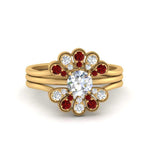 Load image into Gallery viewer, pear-shape-solitaire-stacked-diamond-rings-with-ruby-in-FD9724ROGRUDRANGLE3-NL-YG
