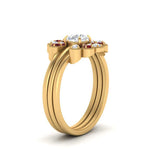 Load image into Gallery viewer, pear-shape-solitaire-stacked-diamond-rings-with-ruby-in-FD9724ROGRUDRANGLE3-NL-YG
