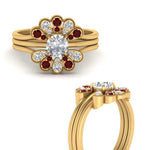 Load image into Gallery viewer, pear-shape-solitaire-stacked-diamond-rings-with-ruby-in-FD9724ROGRUDRANGLE3-NL-YG

