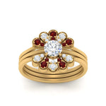 Load image into Gallery viewer, pear-shape-solitaire-stacked-diamond-rings-with-ruby-in-FD9724ROGRUDRANGLE3-NL-YG
