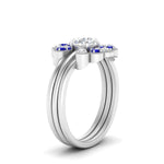 Load image into Gallery viewer, pear-shape-solitaire-stacked-diamond-rings-with-sapphire-in-FD9724ROGSABLANGLE3-NL-WG
