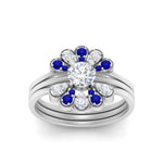 Load image into Gallery viewer, pear-shape-solitaire-stacked-diamond-rings-with-sapphire-in-FD9724ROGSABLANGLE3-NL-WG
