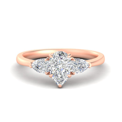 3 Stone Pear Shaped Cathedral Ring With Pear Accents