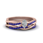 Load image into Gallery viewer, pear-shaped-Infinity-twist-diamond-matching-bridal-set-with-blue-sapphire-in-14K-rose-gold-FD8253PEGSABL-NL-RG
