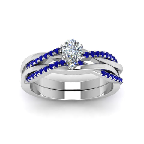 pear-shaped-Infinity-twist-diamond-matching-bridal-set-with-blue-sapphire-in-14K-white-gold-FD8253PEGSABL-NL-WG