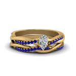 Load image into Gallery viewer, pear-shaped-Infinity-twist-diamond-matching-bridal-set-with-blue-sapphire-in-14K-yellow-gold-FD8253PEGSABL-NL-YG
