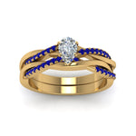 Load image into Gallery viewer, pear-shaped-Infinity-twist-diamond-matching-bridal-set-with-blue-sapphire-in-14K-yellow-gold-FD8253PEGSABL-NL-YG
