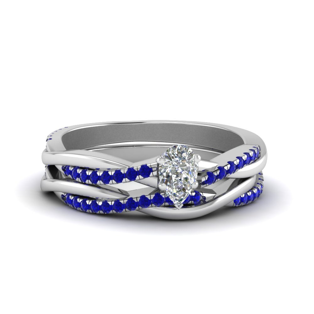 pear-shaped-Infinity-twist-diamond-matching-bridal-set-with-blue-sapphire-in-950-Platinum-FD8253PEGSABL-NL-WG