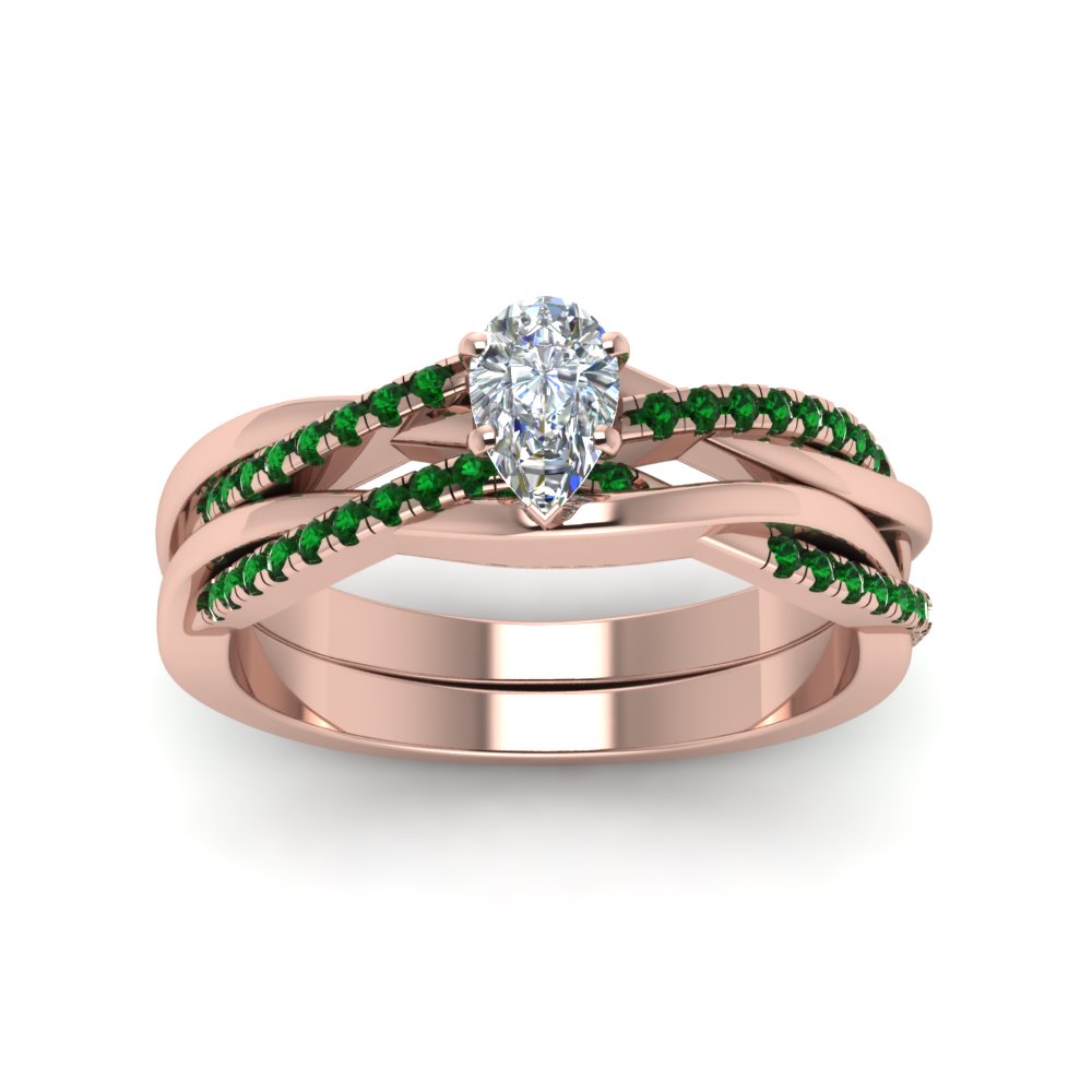 pear-shaped-Infinity-twist-diamond-matching-bridal-set-with-emerald-in-14K-rose-gold-FD8253PEGEMGR-NL-RG