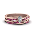 Load image into Gallery viewer, pear-shaped-Infinity-twist-diamond-matching-bridal-set-with-pink-sapphire-in-14K-rose-gold-FD8253PEGSADRPI-NL-RG
